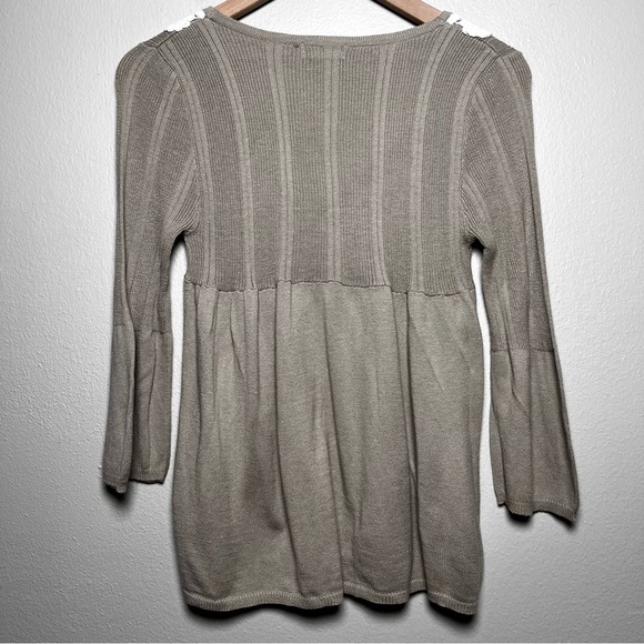 Women Babydoll y2k Top Small Embroidered Button Front Coquette Gray White - Picture 7 of 8